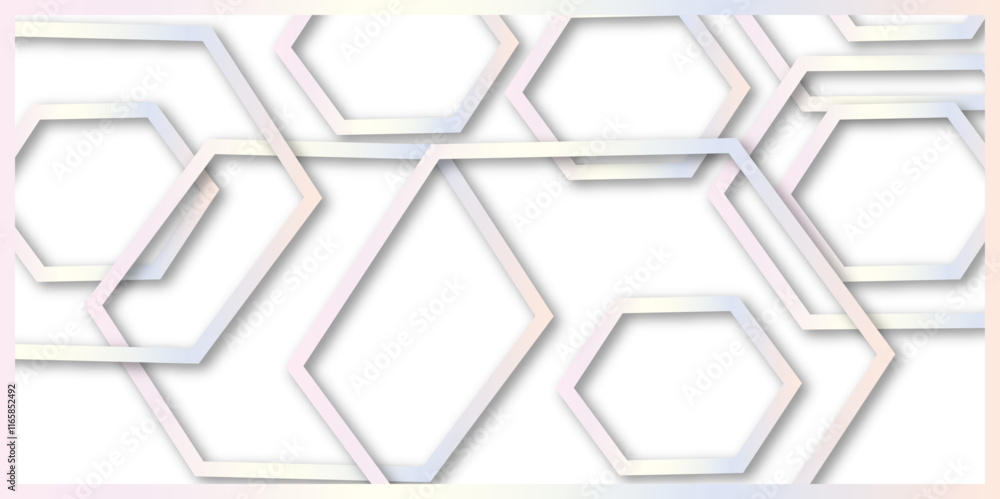 Aufkleber abstract geometric technology 3d white light structure technology color out line hexagon polygonal h