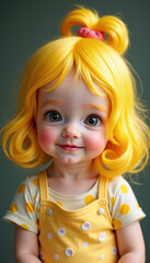 Fototapeta premium A vibrant little girl with cheerful yellow hair, showcasing her playful personality and joyful spirit, capturing the hearts of everyone around her.