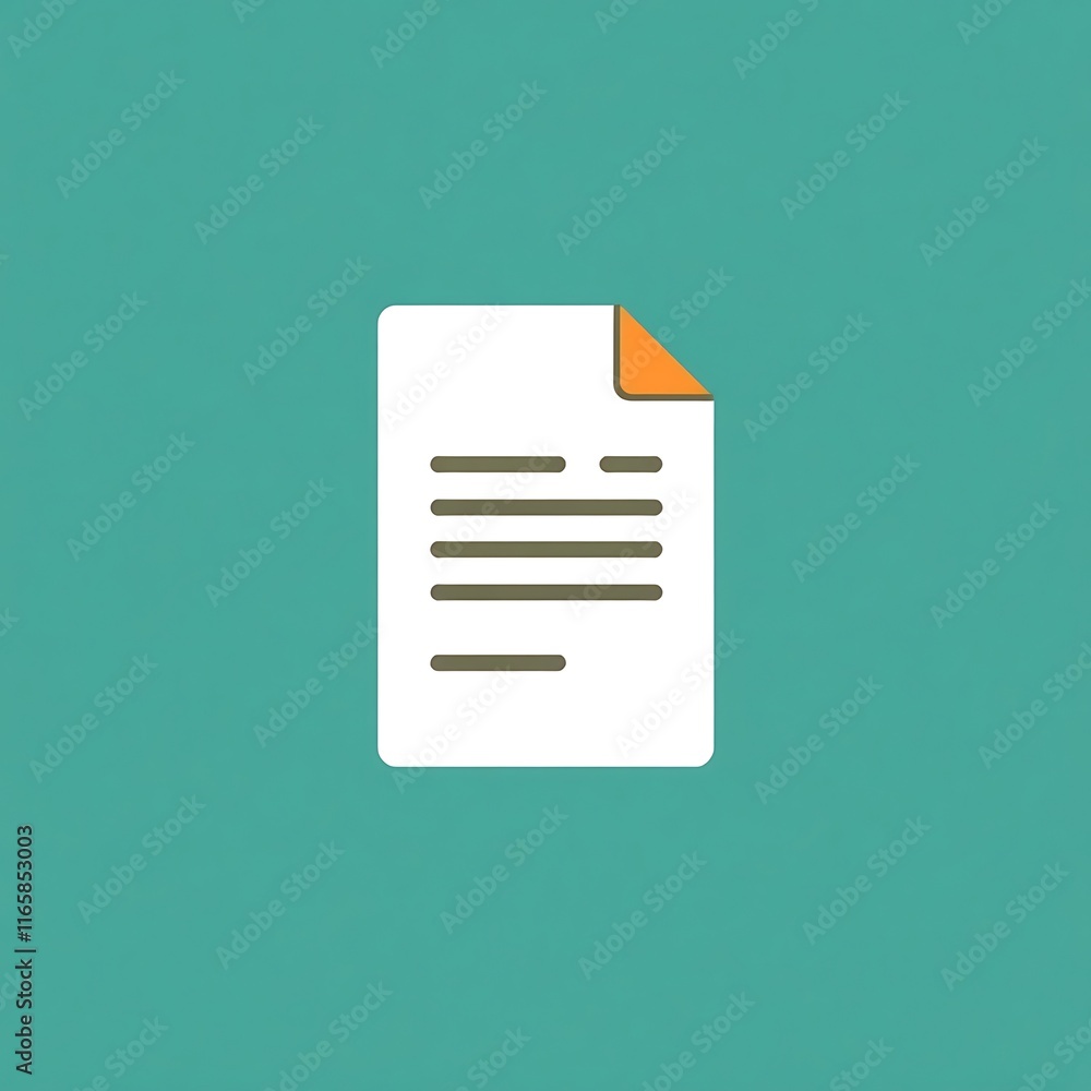 Poster simple document icon: a minimalistic and clean icon representing a document with a folded corner, pe