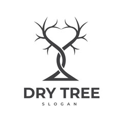 Dead Tree Illustration Logo Design, Global Warming, Vector Icon