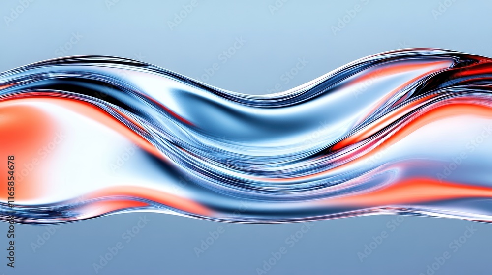 Wall mural abstract colorful waves in motion on a soft gradient background.
