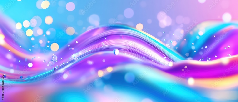 Wall mural abstract waves of colorful light creating a dreamy background.