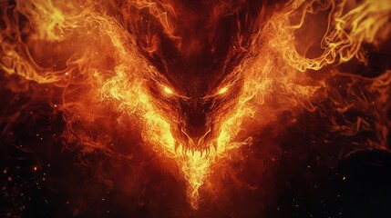 Ferocious fire-breathing dragon with glowing eyes, surrounded by swirling flames and smoke. Perfect for intense fantasy art and dramatic mythical storytelling.