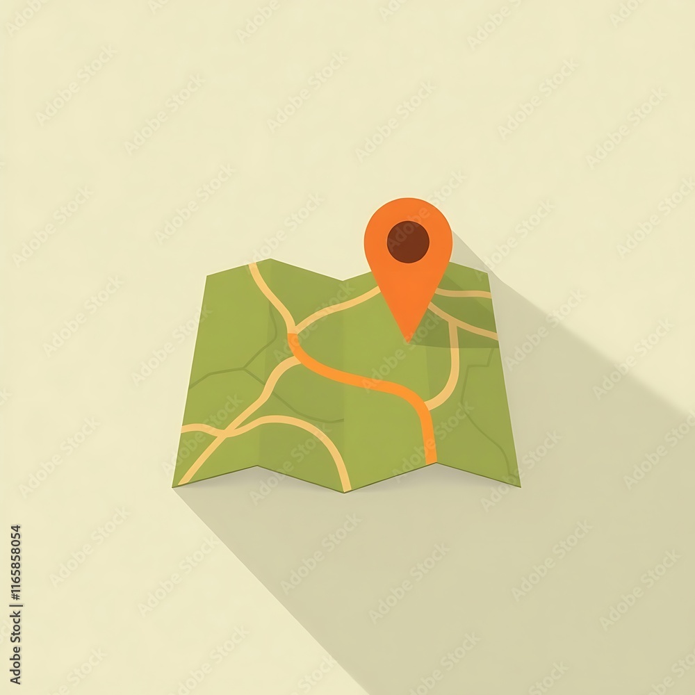 Poster folded map with location pin