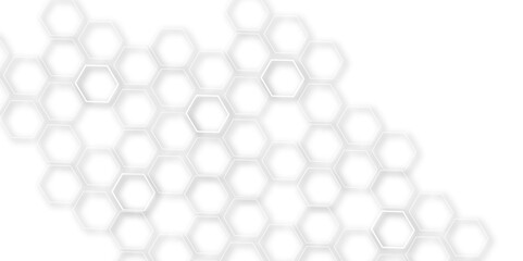 Abstract light grey and white hexagon 3d effect pattern with shadow seamless texture background. Use for book, poster, flyer, website vector illustration.