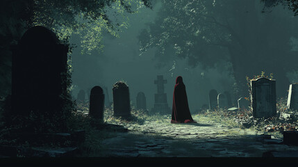 person in the graveyard