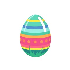Easter Egg Hunt: A vibrant, decorated Easter egg nestled in the grass, perfect for spring celebrations and Easter-themed designs.  