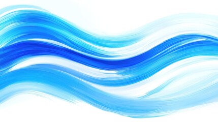 Flowing blue abstract waves on a white background.