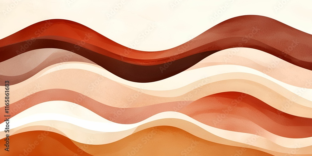 Aufkleber rustic boho watercolor backdrop concept. abstract wavy patterns in warm earth tones create a soothin