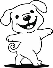 Black doodle cute dog in minimalistic style