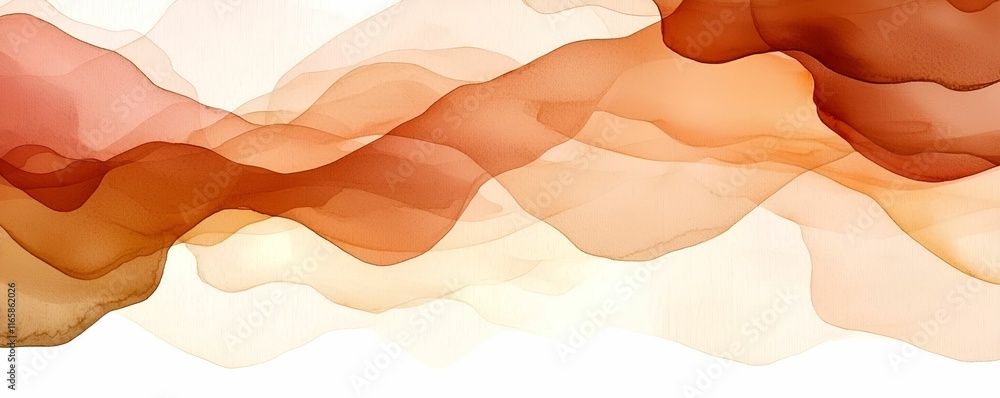 Aufkleber rustic boho watercolor backdrop concept. abstract watercolor waves in warm tones creating a serene b
