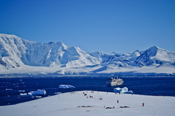 Antarctica Panorama with Cruise Ship