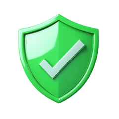 Green Shield Icon with Checkmark for Cyber Security Usage on transparent background