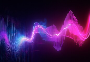 Fototapeta premium Glowing Stock Market Chart with Dynamic Curves and Lines in Blue, Purple, and Pink 
