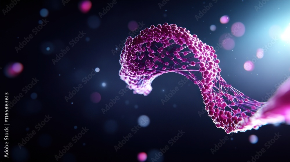 Poster abstract representation of dna structure in a digital environment.