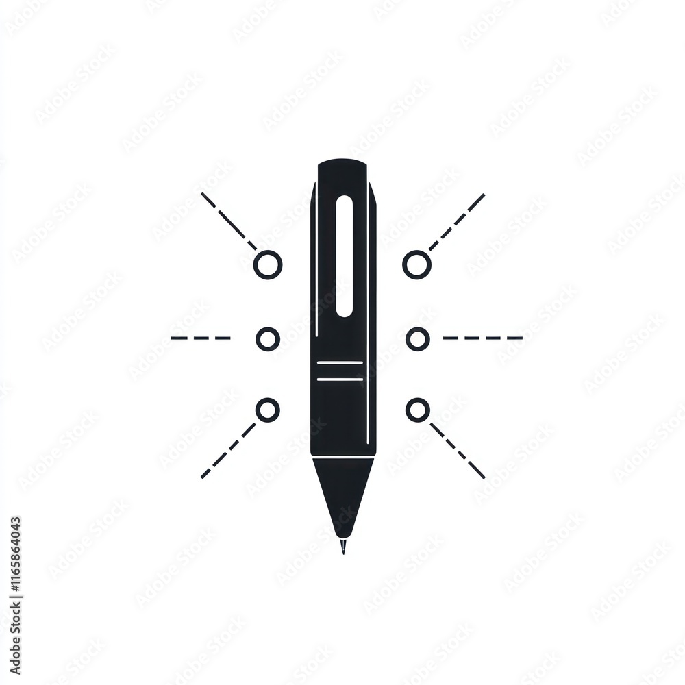 Poster stylus pen connecting multiple data points