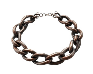 Obraz premium Stylish bronze chain necklace on a white isolated background.