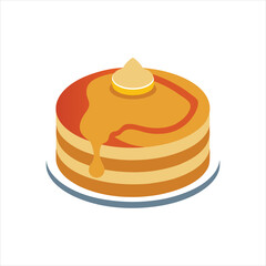 Sweet Pancake Icon with Syrup for Breakfast Graphics