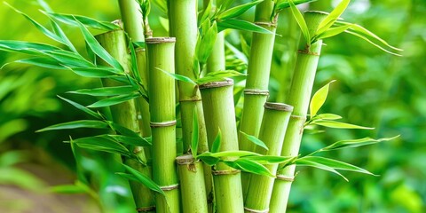 Obraz premium Bunch of bamboo sticks are green in color
