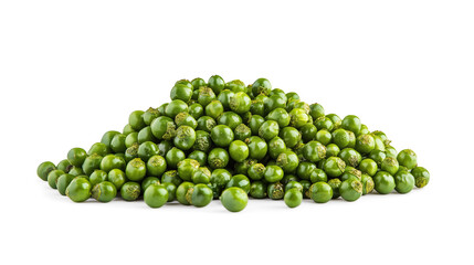 side view on one single green peppercorns pile heap isolated on white background