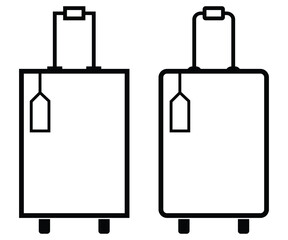 Suitcase icon. Luggage icon black. minimalistic luggage icon with a handle and wheels, centered on a  white background. Represents travel essentials and modern travel gear. EPS 10