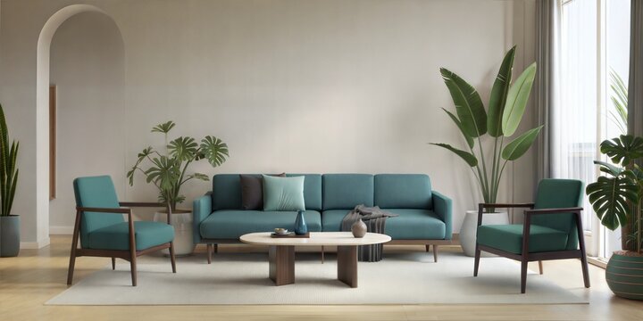 scandinavian interior design of modern living room. home design with WGSN and Coloro 2026 Colour of the Year Transformative Teal 