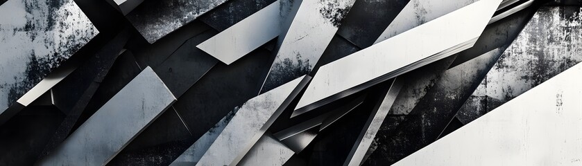 Abstract Grey and Black Geometric Wall Design