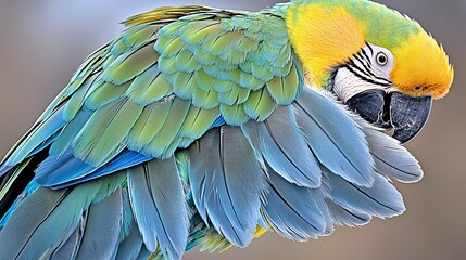 Fototapeta premium of a parrot's tail feathers, showcasing the intricate patterns and colors. | 