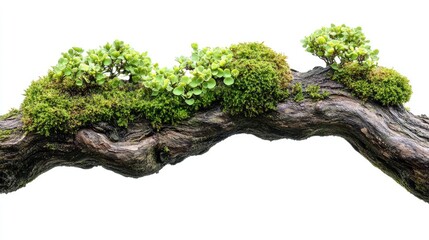 Moss-covered tree branch, creating a highly realistic and detailed look, cut out
