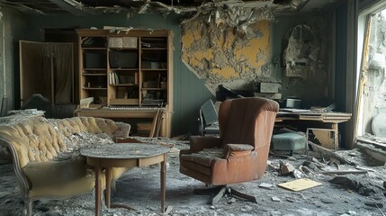 Aftermath: A Fire-Damaged Room's Haunting Beauty