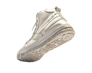 Stylish white sneaker on a white isolated background.