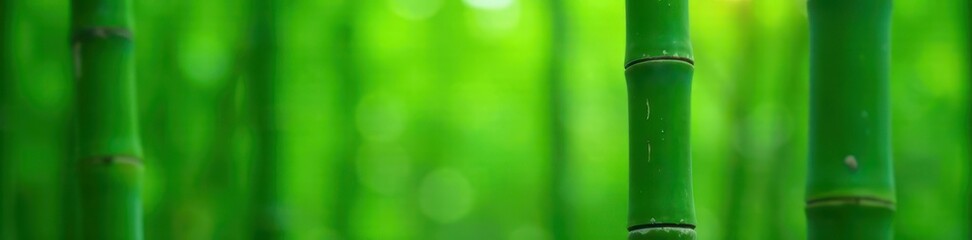 Close-up, vibrant bamboo stalks, fresh green shoots, close-up, natural, leaves