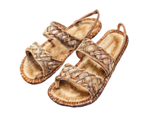 Stylish woven sandals, perfect for summer comfort, on a white isolated background.