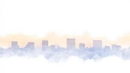 Muted City Skyline with Faint Building Outlines