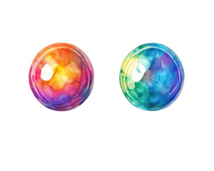 Two vibrant, colorful spheres with watercolor effects on a transparent background.