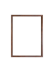 Dark brown wooden square 3 to 4 aspect ratio frame isolated.