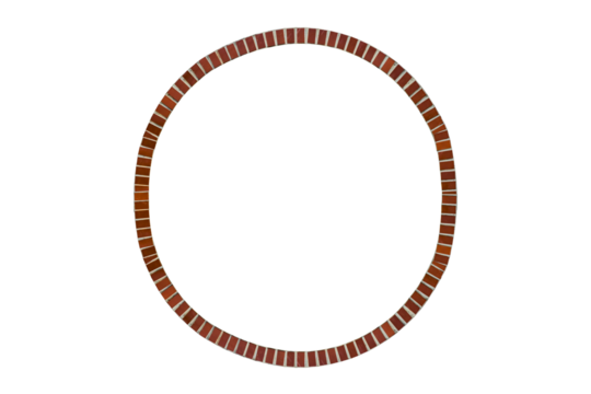 Arch lined with dark brown glazed ceramic tiles is isolated.