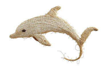 Obraz premium Handcrafted Dolphin Shape from Twine isolated on transparent background