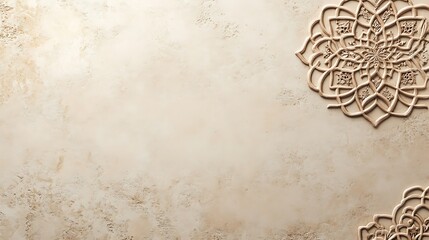 Beige textured background with ornate floral designs