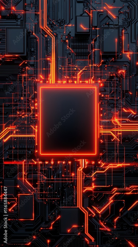 Poster technological breakthroughs in circuit design digital space graphic representation futuristic enviro