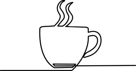 cup of coffee continuous one line drawing illustration