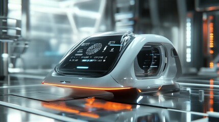 Obraz premium A futuristic card with integrated biometric fingerprint authentication.