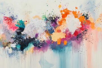 Fototapeta premium Colorful abstract art with vibrant splashes and fluid textures on a light background