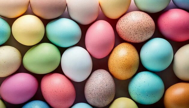 Colorful background of solid color pastel easter eggs collection