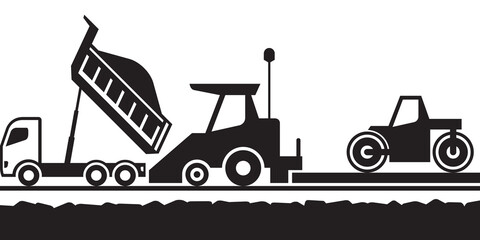 Laying an asphalt pavement on street - vector illustration