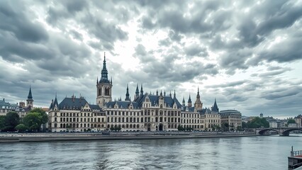 Fototapeta premium A Stunning View of Budapest’s Parliament Building, Showcasing Its Iconic Architecture Against the Vibrant City Skyline