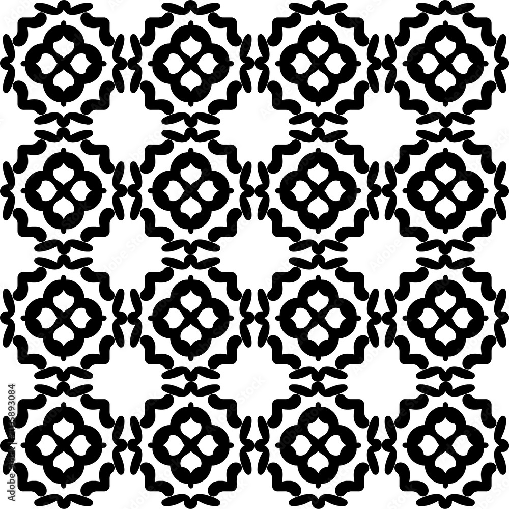 Poster seamless vector pattern in geometric ornamental style. black and white pattern.