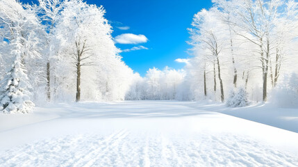 Obraz premium Snowy Winter Wonderland Landscape Illustration