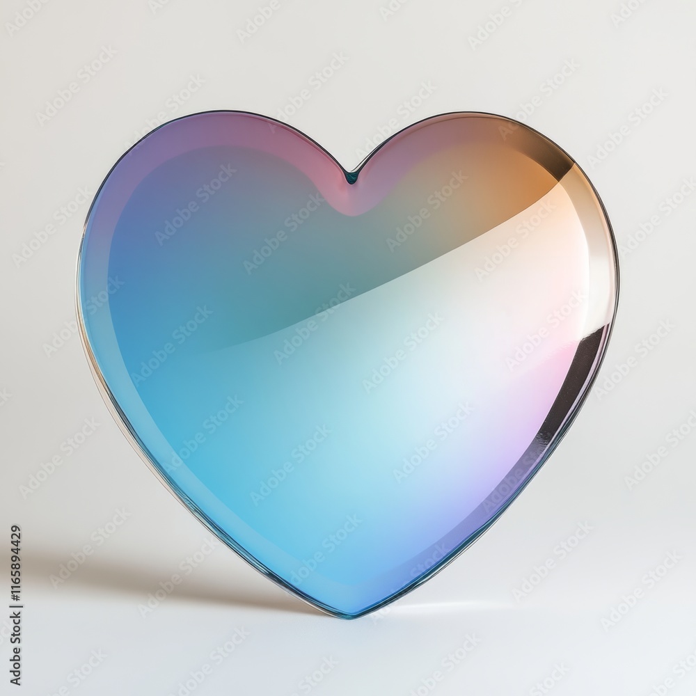 Aufkleber cute heart-shaped mirror with a gradient-colored frame, casting a soft reflection on a white surface