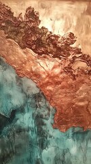 Naklejka premium Abstract Landscape: Bronze and Teal Textures